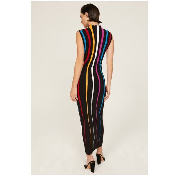 VICTOR GLEMAUD Rainbow Striped Mock Neck Sleeveless Sheath Dress Size XS - Picture 2 of 16